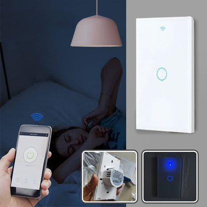 femme au lit commande lumiere avec interrupteur connecte