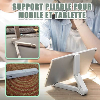 Femme devant support tablette blanc