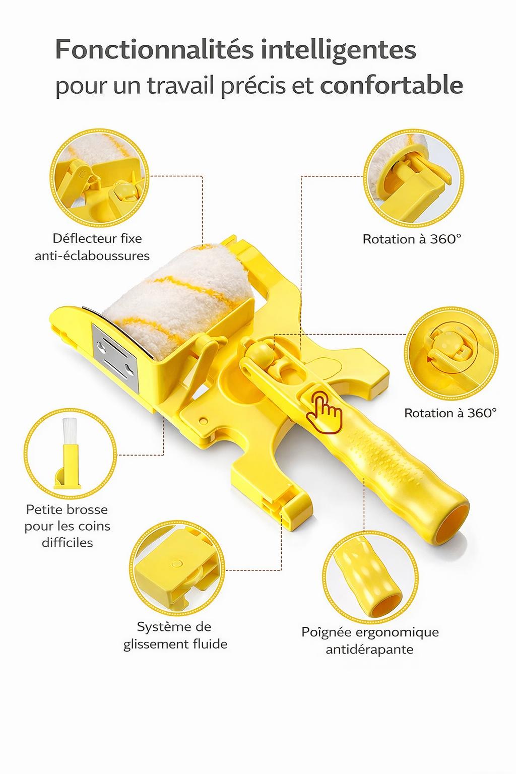 fonctionnalites Rouleau peinture jaune