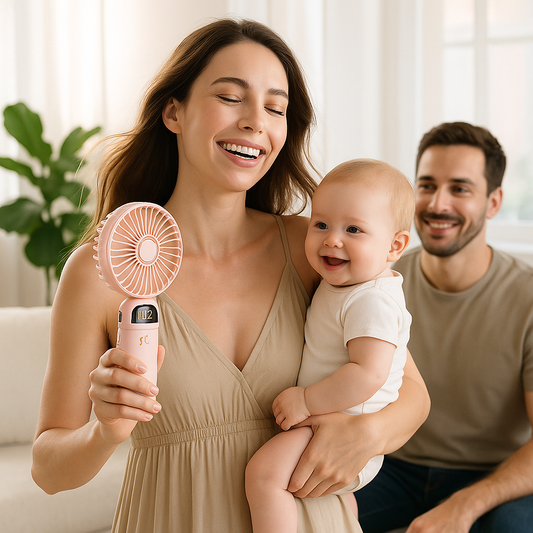 Mini ventilateur portable  | Ventilateur USB portable à main –Pliable , à suspendre autour du cou- Affichage numérique LED,