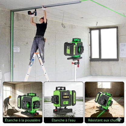 homme escabot plafond Niveau Laser 4D16 Lignes Vert etanche eau poussiere resistance chutes