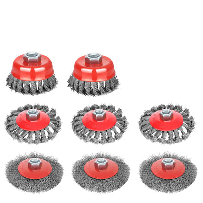 huit Brosse metallique rouge pour perceuse