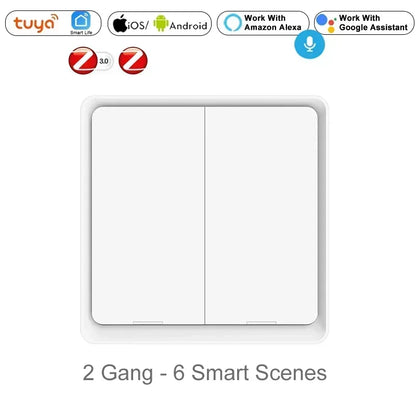 interrupteur connecte blanc avec 2 gang  et 6 smart