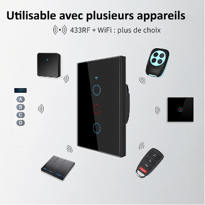 interrupteur noirs utilisant plusieurs appareils pour commande a distance