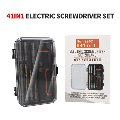 kit 41 en un de Tournevis electrique Rechargeable USB 3.6V avec lumière LED
