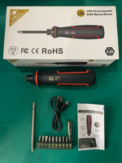 kit Tournevis electrique Rechargeable USB 3.6V avec lumière LED