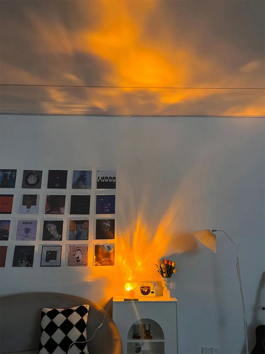  lampe d'ambiance projette lumière dans le salon