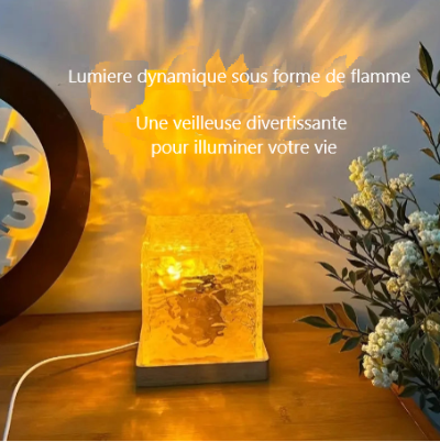  lampe d'ambiance projette lumière sous  forme de flamme dans la  salle