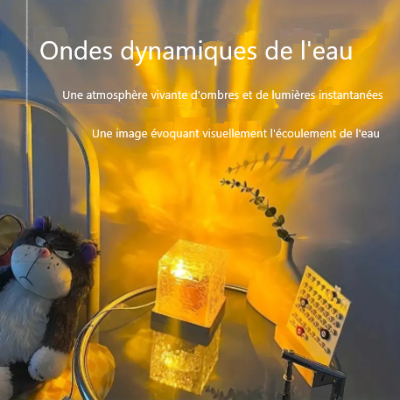  lampe d'ambiance projette lumière sous  forme d'onde dynamique eau dans la salle