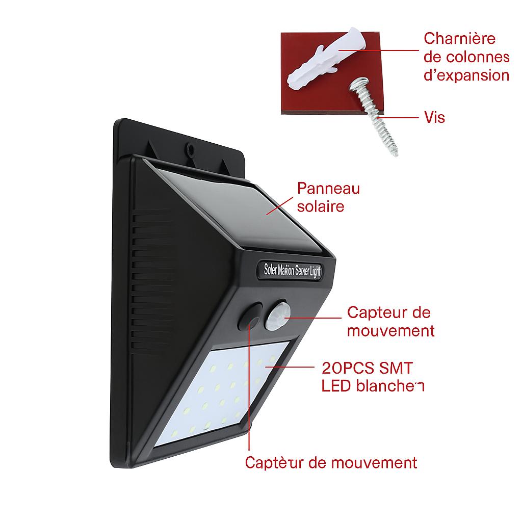 Légende et fixation lampe solaire 