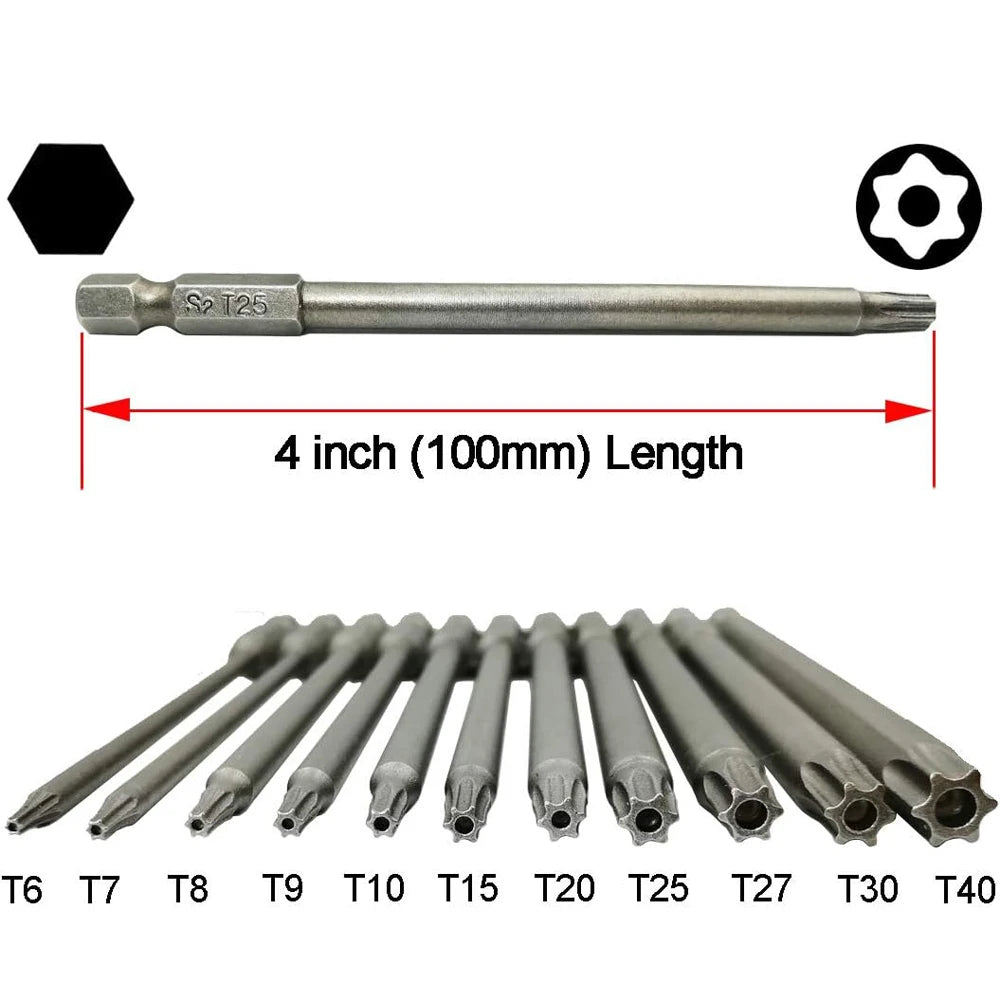 longueur Forets et  embouts tournevis torx de quatre pouces