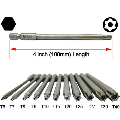 longueur Forets et  embouts tournevis torx de quatre pouces