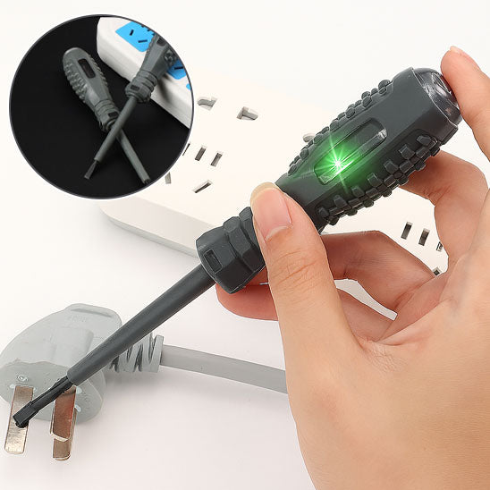 main  teste prises electrique male grise avec Tournevis stylo électrique 