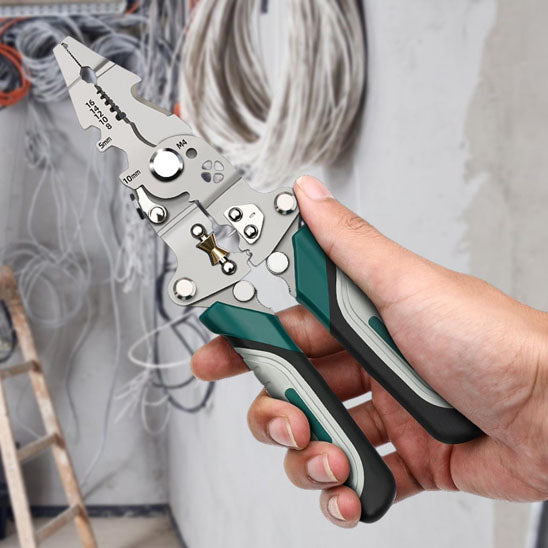 main tiens  pince a denuder pliable poignee ergonomique verte