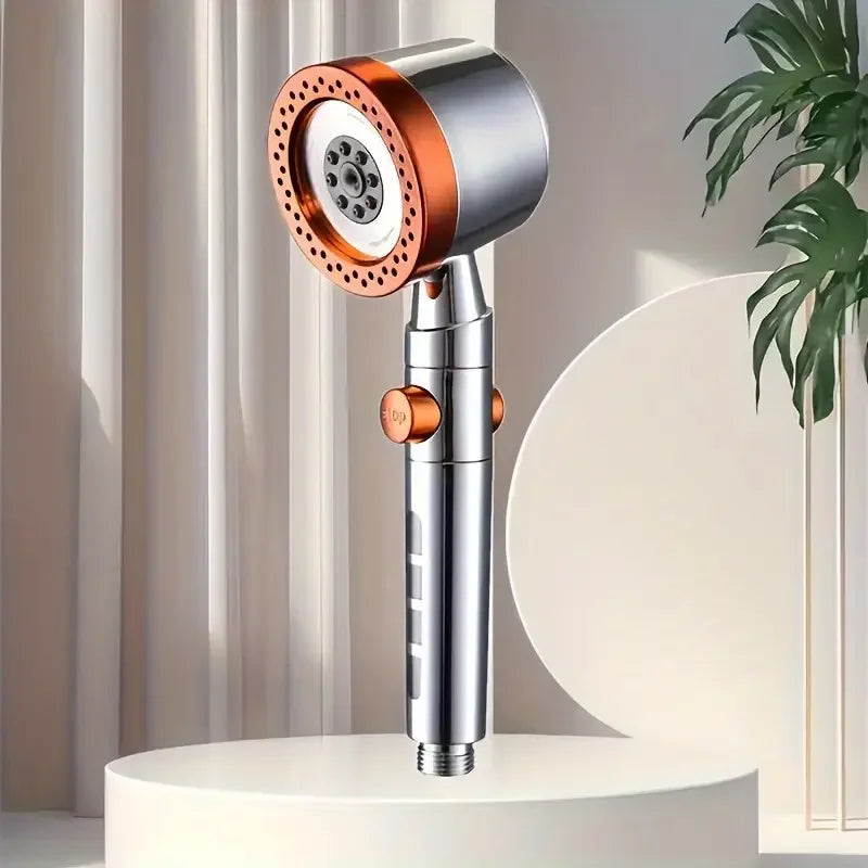 Pommeau de douche filtrant gris  surpport orange