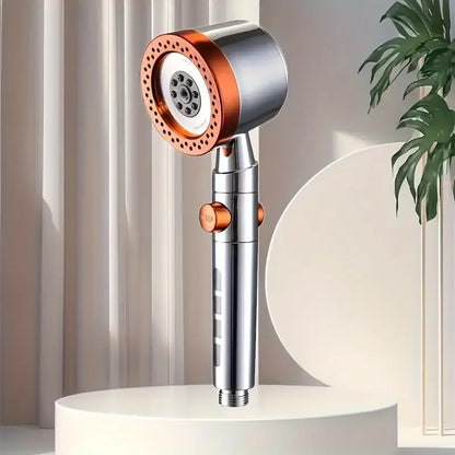 Pommeau de douche filtrant gris  surpport orange