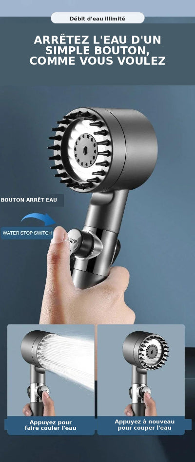 main tient Pommeau de douche haute pression,bouton marche, arret