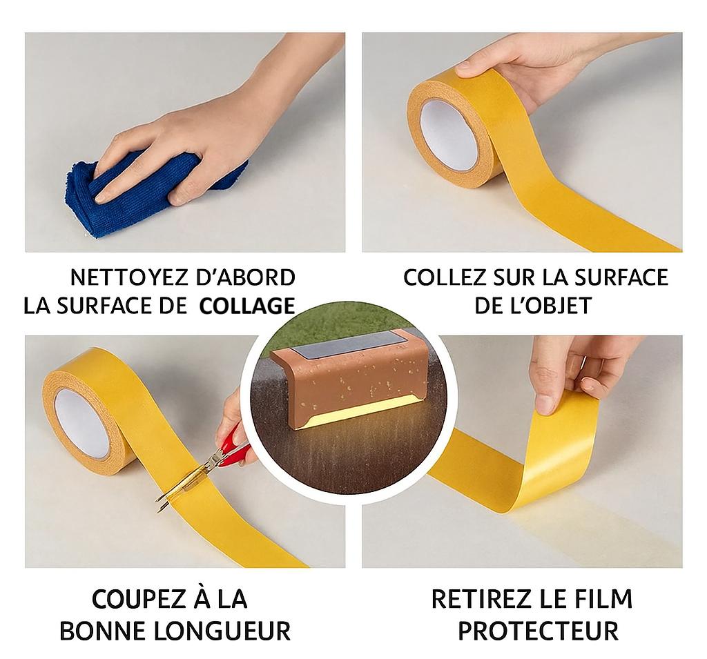 mains préparent rouleaux de Ruban adhesif transparent double faces jaune