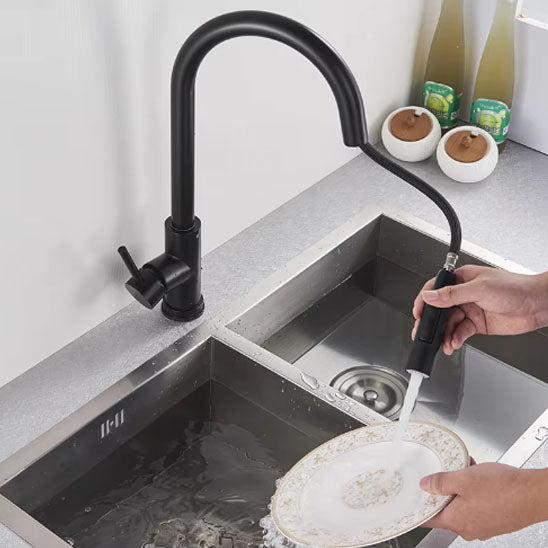 mains lavent assiette avec Robinet cuisine noir extractible dans la cuisine