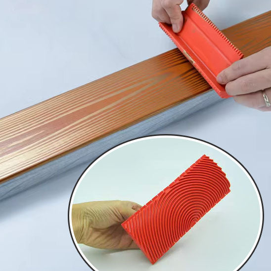 mains peinture bois avec Rouleau peinture effet bois imitation veinage, outil de décoration murale pour faux bois