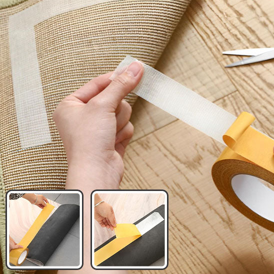 mains tirent protection rouleau Ruban adhesif transparent double faces coller tapis plancher