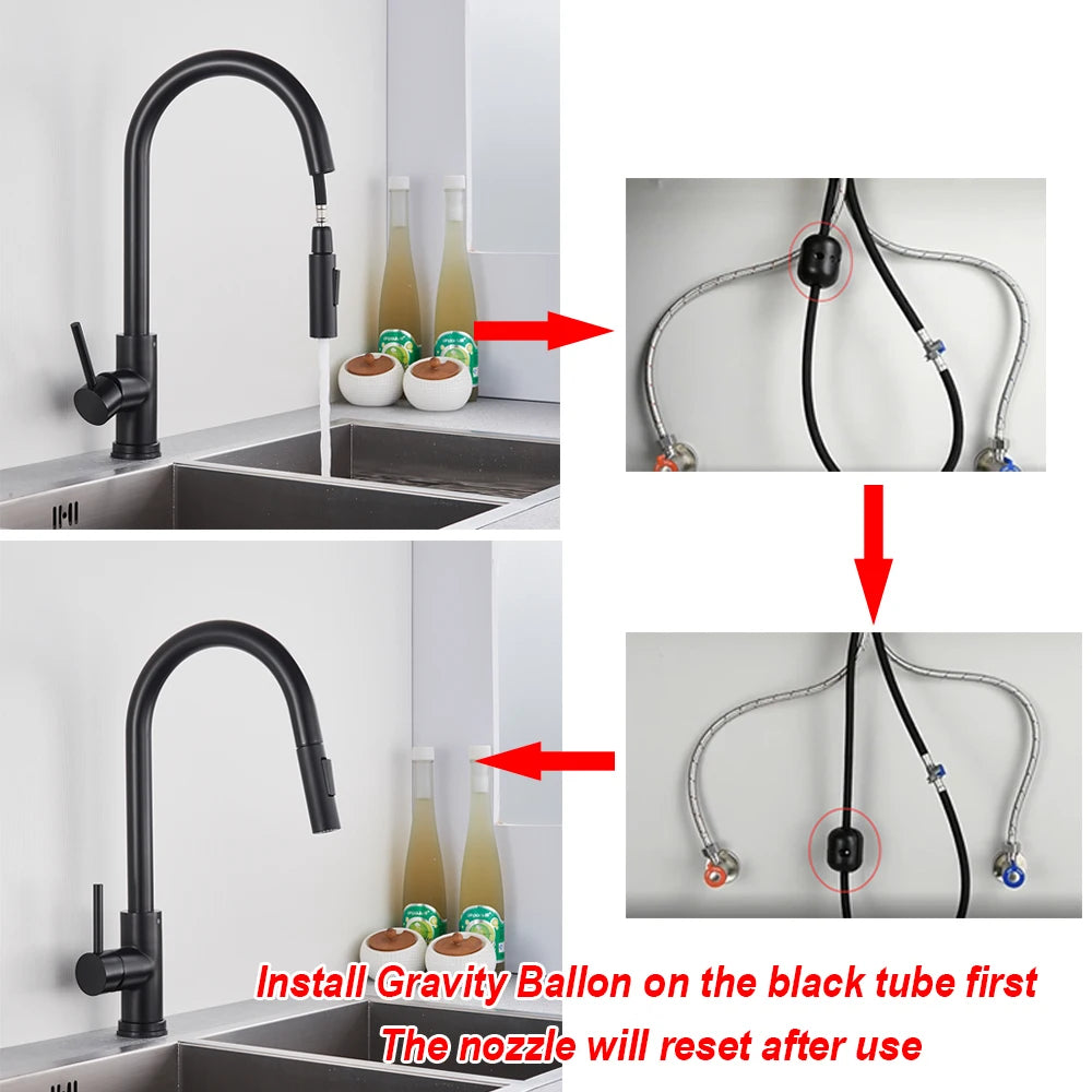 Mode d'installation du Robinet cuisine noir extractible
