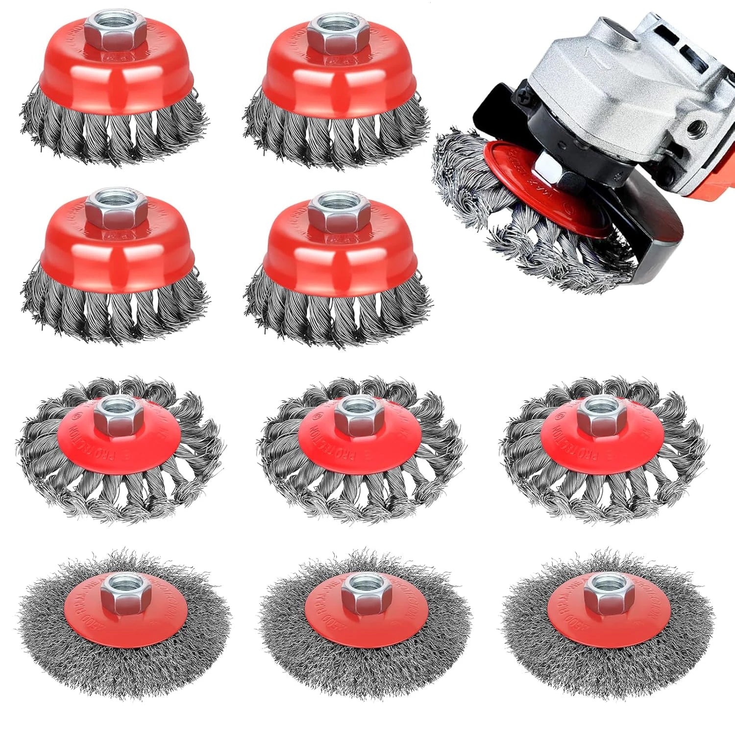 onze Brosse metallique rouge pour perceuse