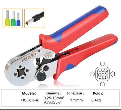 pince a sertir electrique poignee rouge bleue  cosses circulaires rouges jaunes bleus 4