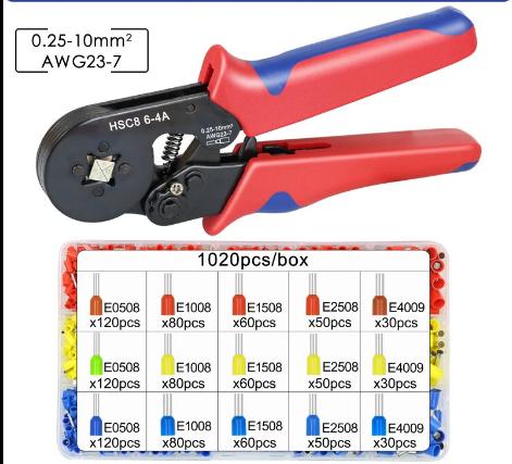 pince a sertir electrique poignee rouge bleue dimensions cosses rouges jaunes bleus 4A