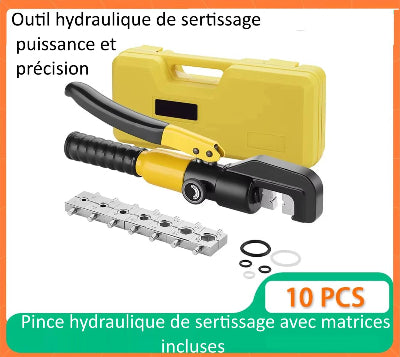 pince a sertir hydraulique jaune avec coffret jaune , matrices et joints