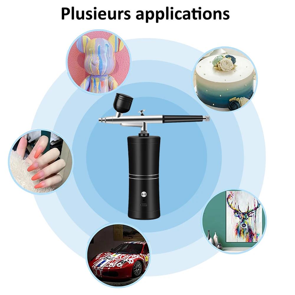 plusieurs applications du Pistolet peinture noir , peinture art, ongles, gateaux