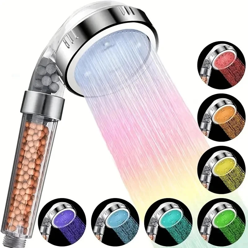 pommeau de douche led granule marron differentes couleurs