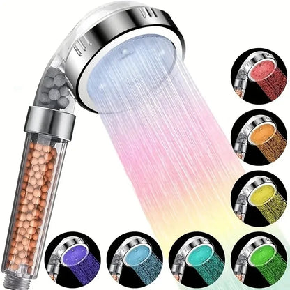 pommeau de douche led granule marron differentes couleurs