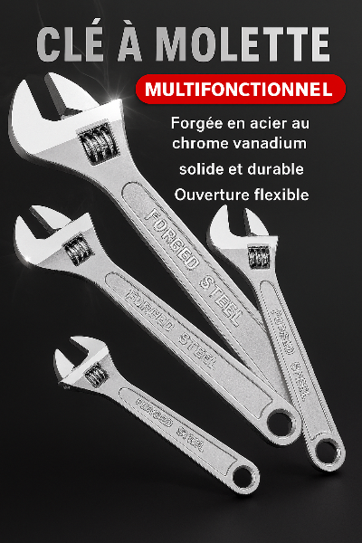 quatre CLE A molette argentes differentes multifonction