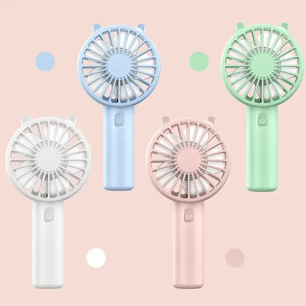 Quatre Mini ventilateur portable vert, bleu, blanc et rose, 300mAh