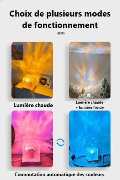 quatre  lampe d'ambiance projettent plusieurs lumières de couleurs différentes