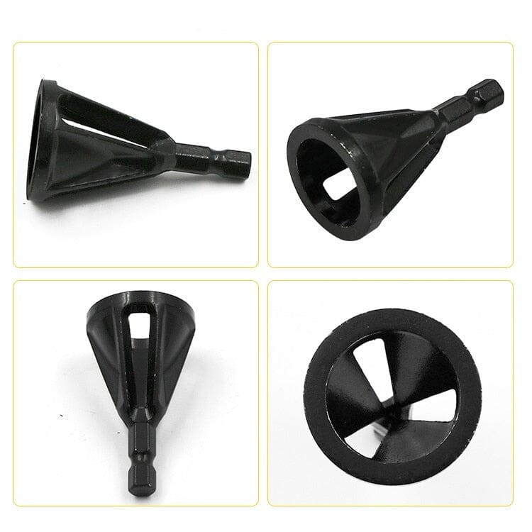  Quatre têtes EbavuraXL  noir hexagonal   pour ébavurage en acier dont une vue de face