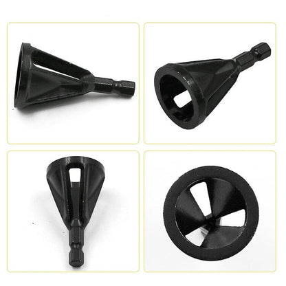  Quatre têtes EbavuraXL  noir hexagonal   pour ébavurage en acier dont une vue de face