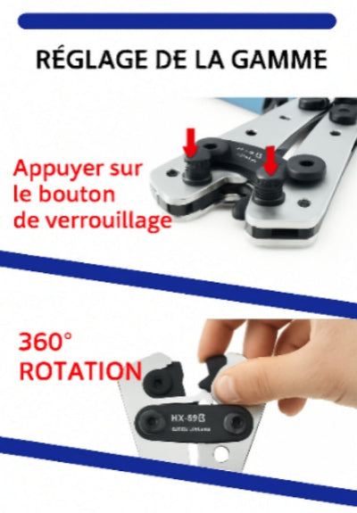 réglage de la gamme de pince a sertir