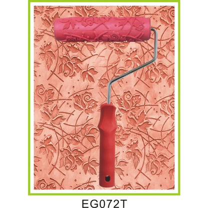 Rouleau peinture décoratif rouge à motifs pour créer des textures murales sur mur decore en rouge
