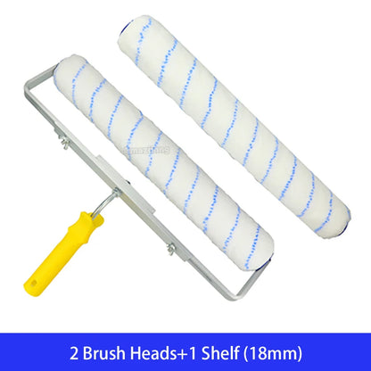 rouleau peinture poils courts poignee jaune et une brosse