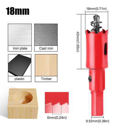 scie cloche bimetallique M42 HSS 18mm rouge avec foret centrage ressort ejecteur dimensions