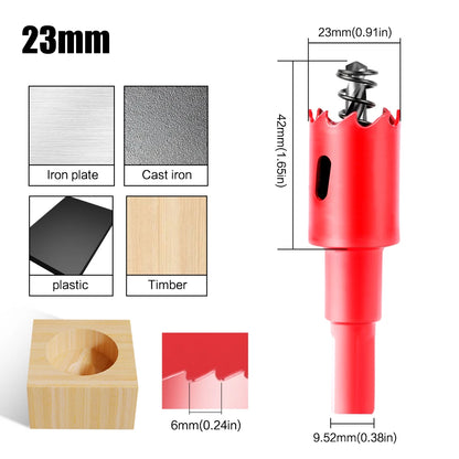 scie cloche bimetallique M42 HSS 23mm rouge avec foret centrage ressort ejecteur dimensions