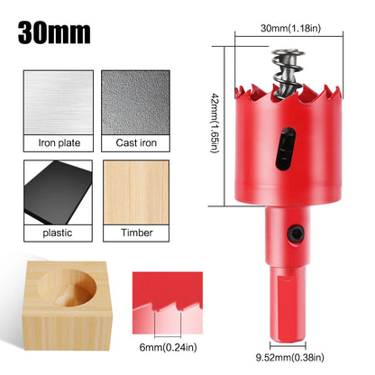 scie cloche bimetallique M42 HSS 30mm rouge avec foret centrage ressort ejecteur dimensions