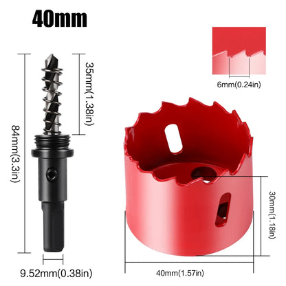 scie cloche bimetallique M42 HSS 40mm rouge avec foret centrage ressort ejecteur dimensions