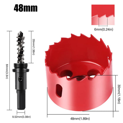 scie cloche bimetallique M42 HSS 48mm rouge avec foret centrage ressort ejecteur dimensions