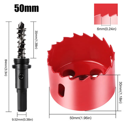 scie cloche bimetallique M42 HSS 50mm rouge avec foret centrage ressort ejecteur dimensions