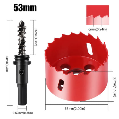 scie cloche bimetallique M42 HSS 53mm rouge avec foret centrage ressort ejecteur dimensions