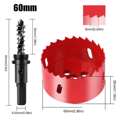 scie cloche bimetallique M42 HSS 60mm rouge avec foret centrage ressort ejecteur dimensions