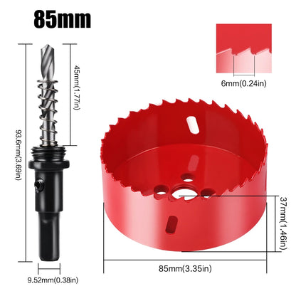 scie cloche bimetallique M42 HSS 85mm rouge avec foret centrage ressort ejecteur dimensions